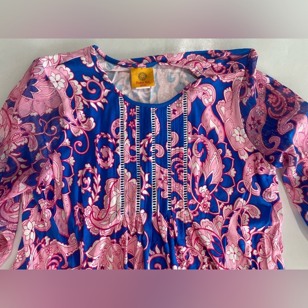 NEW Petite SIze Ruby Rd. Petite Bright Knit Top 3/4 Sleeve Metallic Multi $60 - Picture 6 of 8